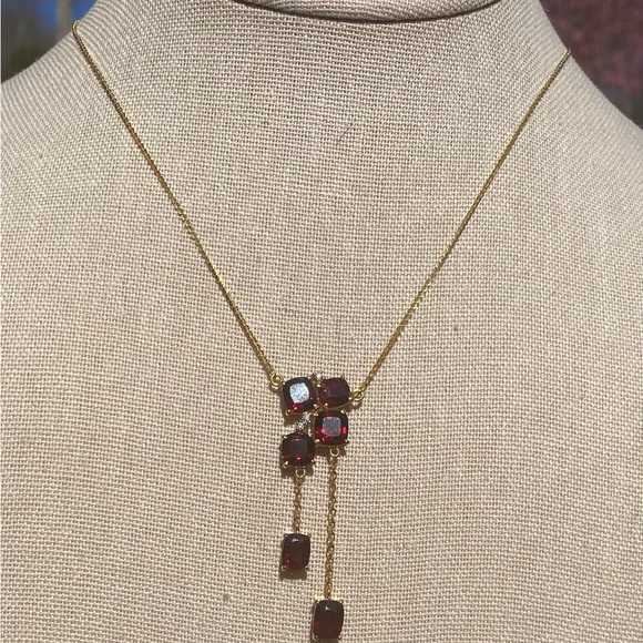 16 inches Natural Garnet and Diamond Chain in 18K solid gold ⭐️New⭐️ - Picture 3 of 8